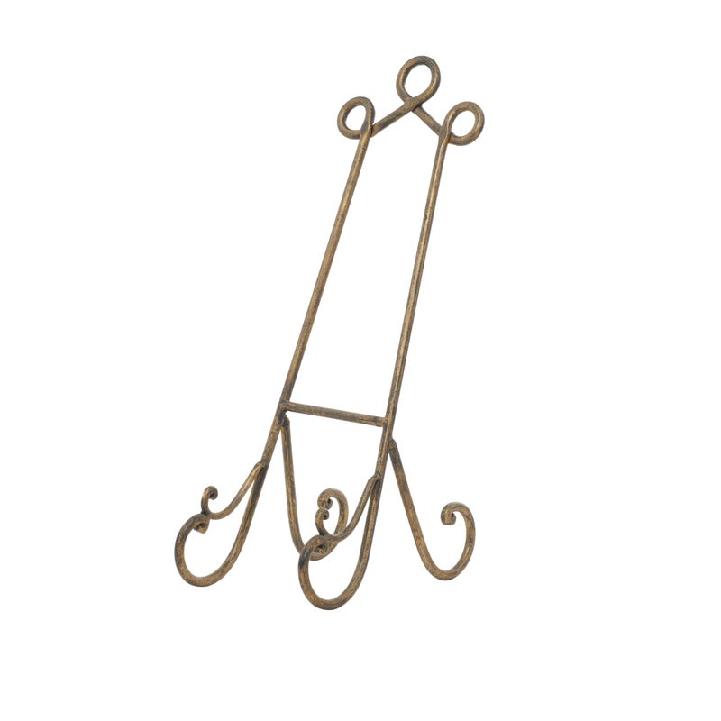 Deco 79 Metal Display Easel Scroll Tabletop Easel, Display Stand 7" x 10" x 19", Gold - Image 1